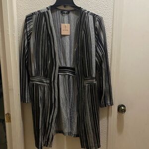BloomChic Striped Open Cardigan
